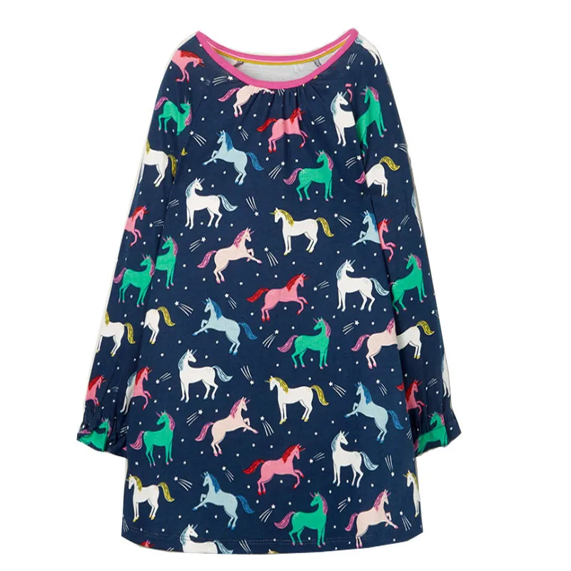 Little maven/Новое поступление, платья принцессы с длинными рукавами для девочек хлопковые вечерние платья с принтом животных для малышей Детская одежда с единорогом
