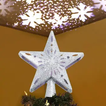 

Christmas Tree Topper Glitter Lighted Star Tree Topper with Adjustable Rotating Magic Projector Light Christmas Tree Decoration