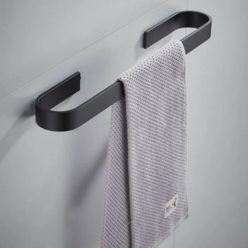Simple Space Aluminum Towel Holder Waterproof Punch-free Single Pole Wall-mounted Drain Rack For Bathroom Kitchen