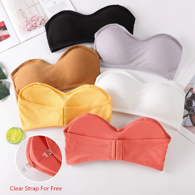 Sexy Tube Tops Strapless Women Invisible Bra Crop Top Back Closure Soft Bandeau Top Comfortable Underwear Female Intimates Sexy Tube Tops Strapless Women Invisible Bra Crop Top Back Closure Soft Bandeau Top Comfortable Underwear Female Intimates