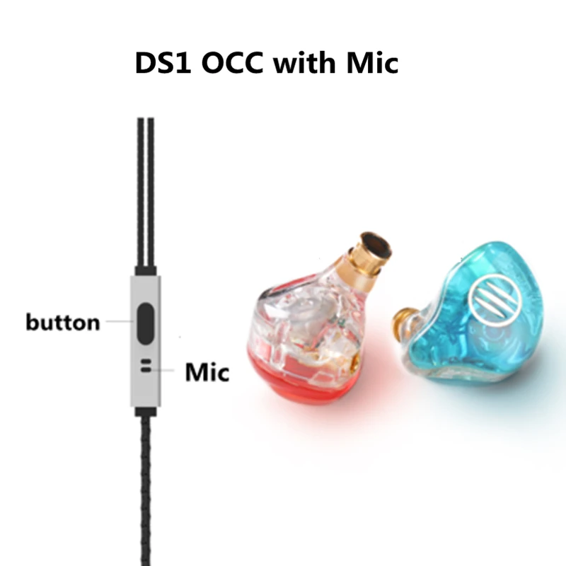 BGVP DS1 2BA+ DD наушники с сбалансированным арматурным шумоподавлением Hifi DJ гибридная технология в ухо монитор высокое качество MMCX наушники - Цвет: Red Blue With Mic