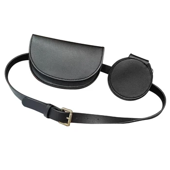 

Women Waist Bags Solid Belt Bag Ladies 2 pieces Pouch Fashion Black Travel Phone Money Bag Belt Wallet Female Zipper Fanny Packs