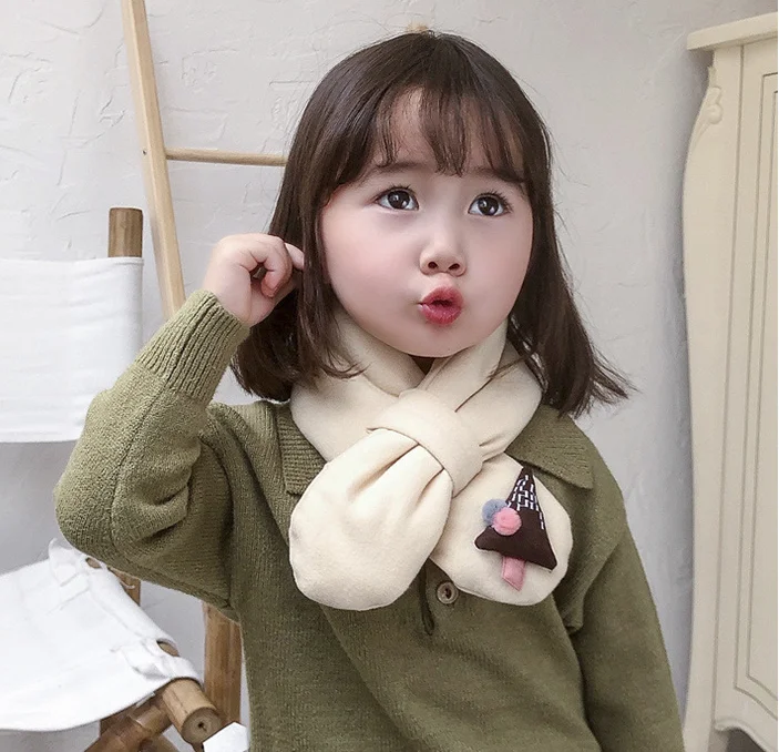 Зимние шарфы для детей 2-6 лет, теплый милый шарф с рисунком для маленьких мальчиков и девочек, мягкий шарф с воротником, детский растягивающийся шарф