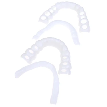 

4pcs=2 Sets Teeth Whitening Fake Tooth Cover Beauty Veneers Teeth Upper Cosmetic Teeth Snap On Smile Teeth Veneers Denture