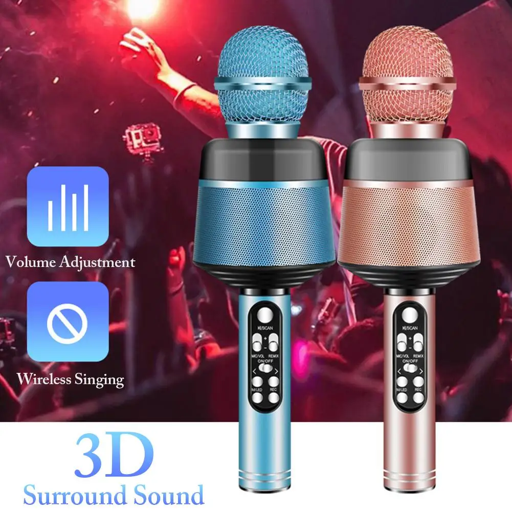 Портативный Bluetooth беспроводной микрофон с мигающими огнями Handhold динамик для