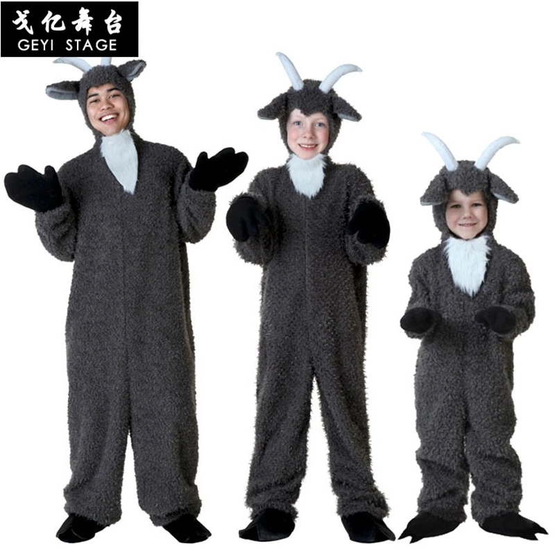 Children Little Lamb Costume Sheep Cosplay Suit Animal Costume Fancy Dress With Hood Halloween