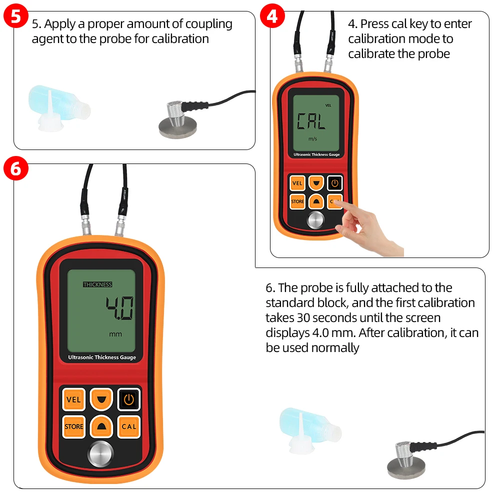Ultrasonic Thickness Gauge 1.2-220mm Steel Thickness Car Paint Testing