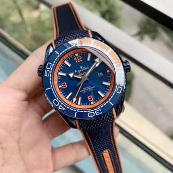 

Classic New Men Automatic Mechanical Watch Independent GMT 007 Luminous Red Blue Ceramic Sapphire Full Black Canvas Rubber