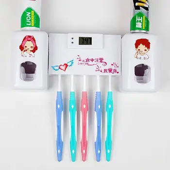 

2 in 1 Toothbrush Holder Set Automatic Toothpaste Dispenser Wall Mounted Toothpaste Squeezer Bath Bathroom Accessories