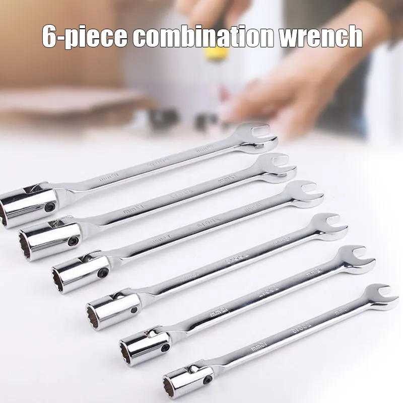 

6 pcs Flex Socket And Open Wrench Set Metric Automotive Shop Tools Unique Adjustable Wrench Tools