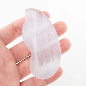 

Gypsum Crystal Gua Sha Board Pea Shape Gouache Scraper Facial Eye Scraping Lifting Wrinkle Removal Meridian Massage Beauty Tool