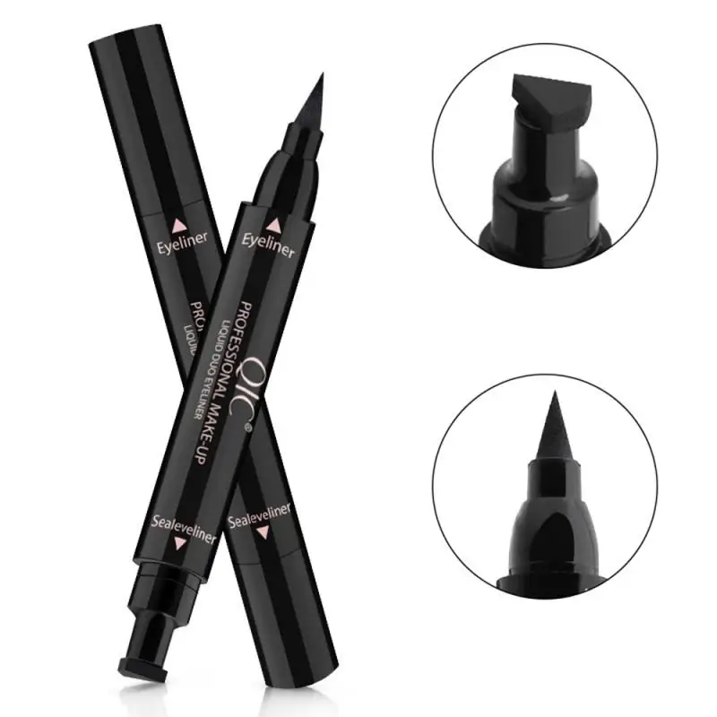 1Pc Double-Headed Seal Black Eyeliner Triangle Seal Eyeliner Stamp Waterproof Black Liquid Eyeliner Eye Makeup TSLM1