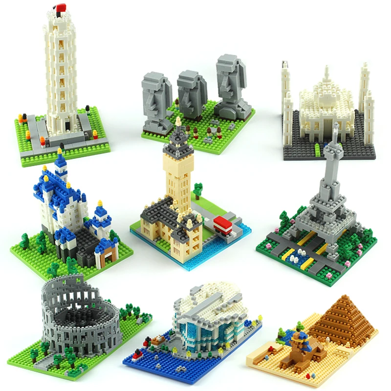 Микро кирпичи Mini архитектурные блоки большая Эйфелева башня Пиза наборы для