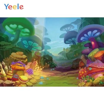 

Yeele Wonderland Backdrop Dreamy Mushroom Scene Newborn Baby Birthday Party Customized Photography Background For Photo Studio