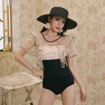 

May Female Beach 2020 Bikini One Piece Women Swimwear Swimsuit One-Piece Suits Retro Lace Cover Backless Hot Animal Spandex