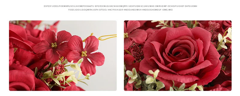 JAROWN 50cm Rose Hydrangea Silk Bouquet Artificial Flowers 13 Heads Bride Wedding DIY Flower Arrangement Home Decoration Fake Flowers Faux (13)