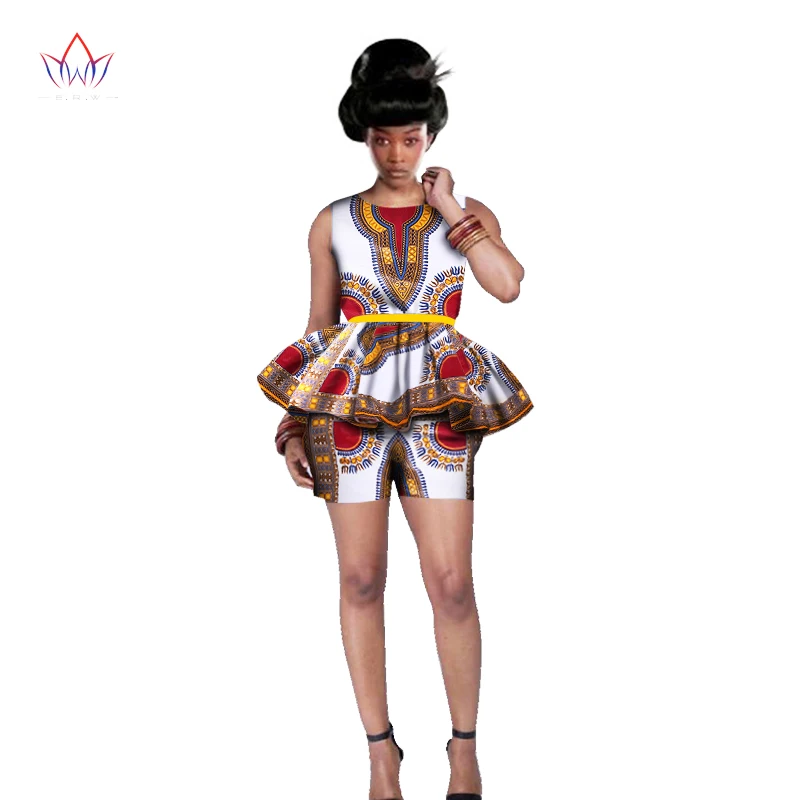 21 Women African Clothing 6XL Women African Outfits 2 Piece Sets African Print Shorts Set Design Brand Dashikis Print BRW WY542 - Цвет: 21