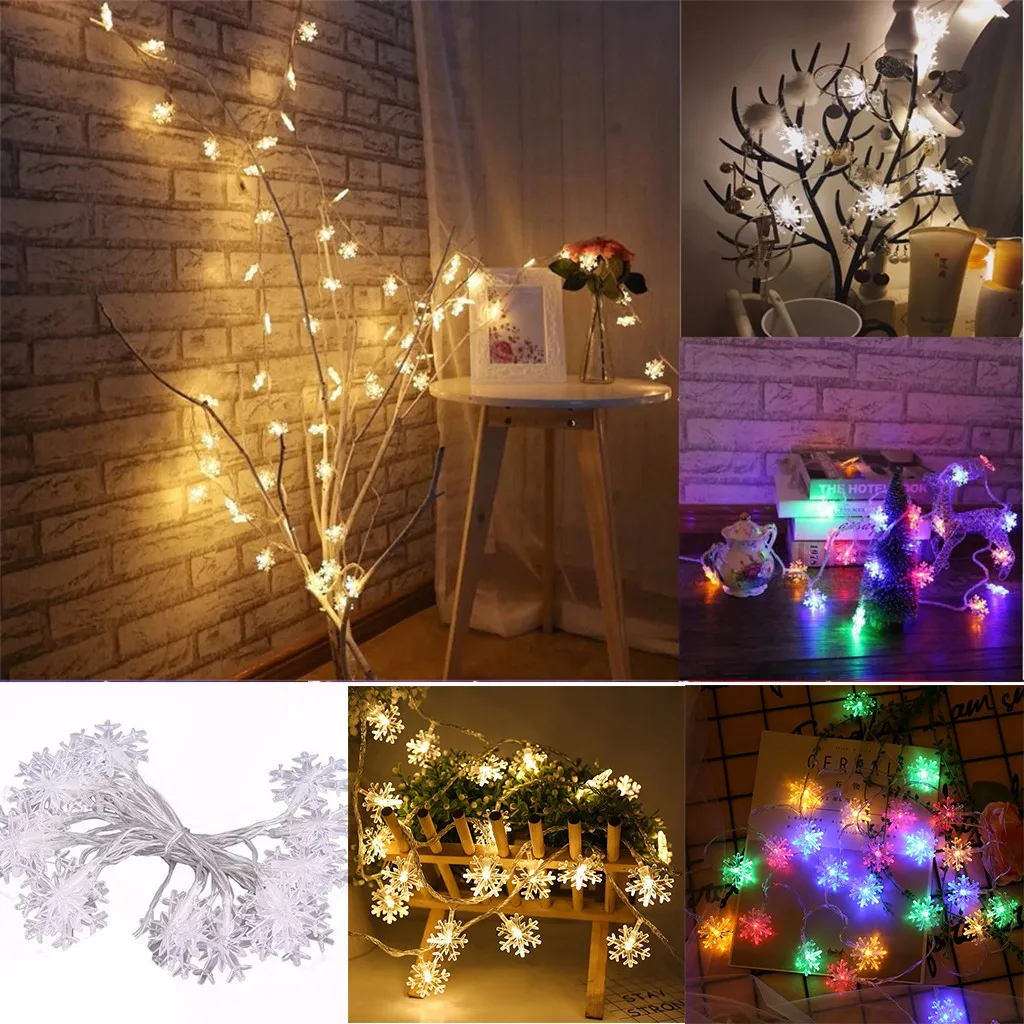 Snowflakes Shape Christmas Lights String Xmas Wedding Party Festival Lights LED Home Christmas Decor Lights#20