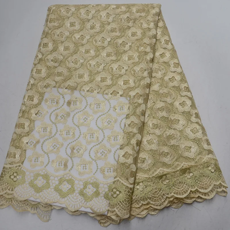 

7 colors simple and elegant embroidered African tulle lace fabric cream color tulle lace fabric for party dress PL67