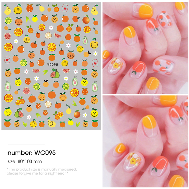 pieces 3D Super thin watermelon nails stickers tips Nail Art adhesive decals fruit Cool Design nail envelopes manicure