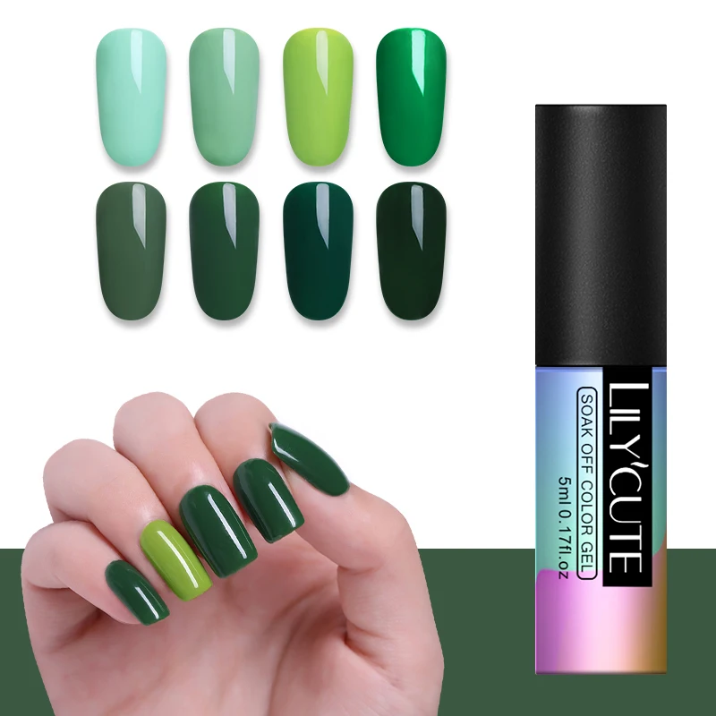 

LILYCUTE 5ml Nail Gel Polish Soak Off UV Gel Blue Green Color Nail Varnish Long Lasting Gel Polish Led UV Nail Color Gel