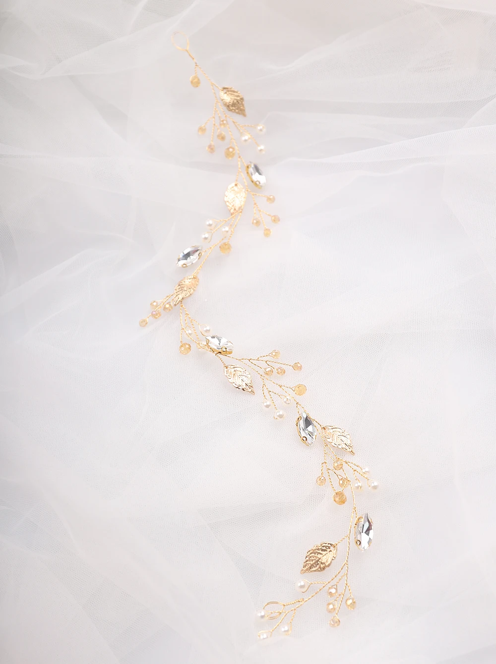 Rhinestones Retro Leaves Hair Accessories Wedding Bridal Hair Jewelry Crystal Pearls Vine for Folwer Girl and Women