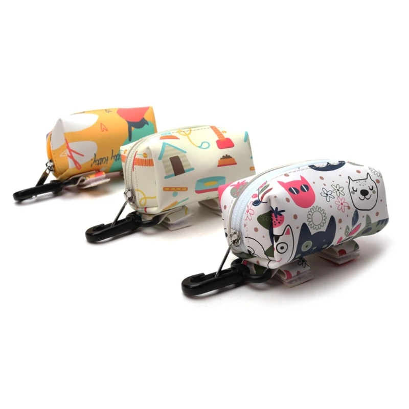 Dispensador portátil de Bolsa para popó para perros, bolsa de cuero PU para recoger mascotas, soporte para Bolsa para popó s