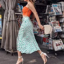 Elfbop Женская новейшая шелковая атласная юбка миди с леопардовым принтом