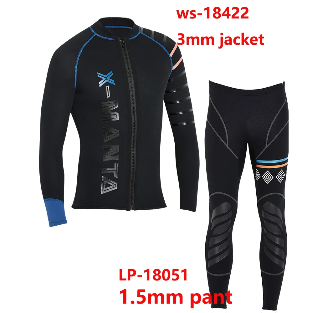 Dive& Sail мужские 3 мм водолазный гидрокостюм куртки брюки с длинным рукавом водолазный костюм подводное скакание серфинг Сноркелинг Гидрокостюмы - Цвет: ws18422 with LP18051