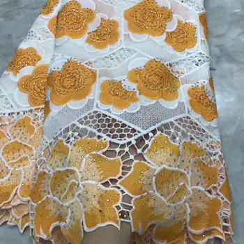 

African Lace Fabric White Color Guipure Lace Fabric 2020 High Quality Nigerian Cord Lace Fabric For Wedding Dresses