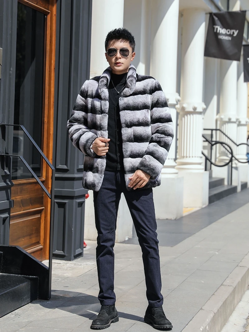 Новое поступление утолщение с длинным рукавом Настоящий мех кролика Chamarras Para Hombre размера плюс теплая Повседневная одежда премиум пальто для мужчин