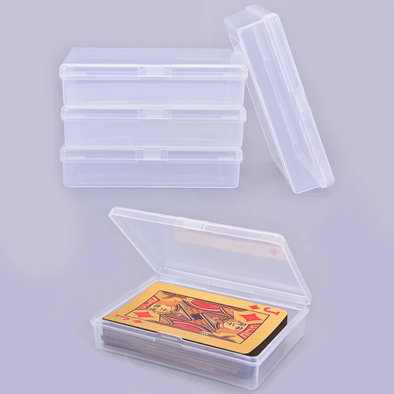 New Transparent 4pcs 10*7cm Plastic Boxes Playing Cards Container Pp