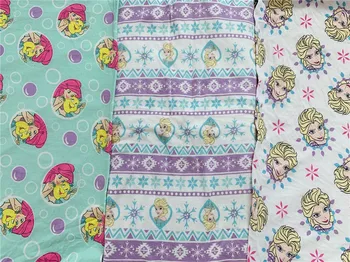 

100X160m princess Mermaid kniteed cotton fabrics Cartoon print Patchwork DIY baby clothing material Sewing T-shirt