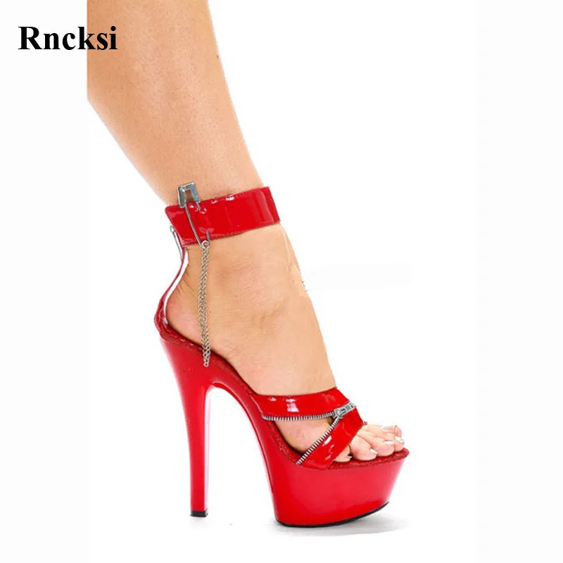Rncksi Red Women Sexy Ankle Straps Wedding Party Dress Sandals 15cm High Heels Platform Night Club Pole Dance Girl's | Обувь