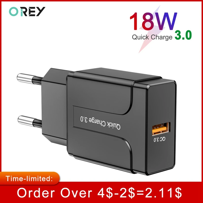 

OREY 18W Fast Charger QC 3.0 USB Charger For iPhone X Xr Quick Charge 3.0 For Samsung S10 Plus Xiaomi Mi 9 Phone Charger