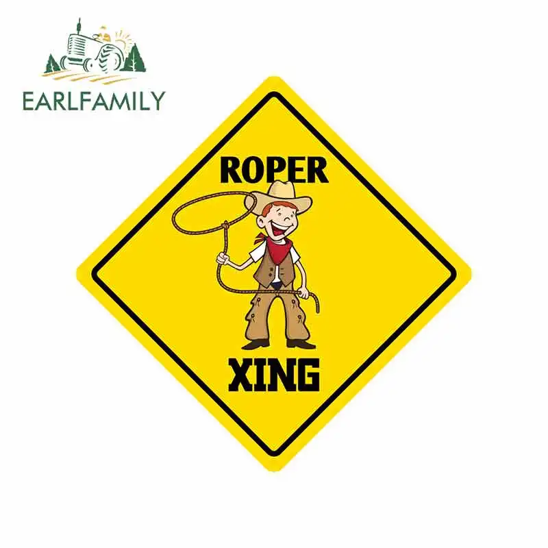 

EARLFAMILY 13cm x 13cm for Roper Crossing Sign Car Stickers JDM Vinyl Air Conditioner RV VAN Fine Decal Car Accessories Graphics