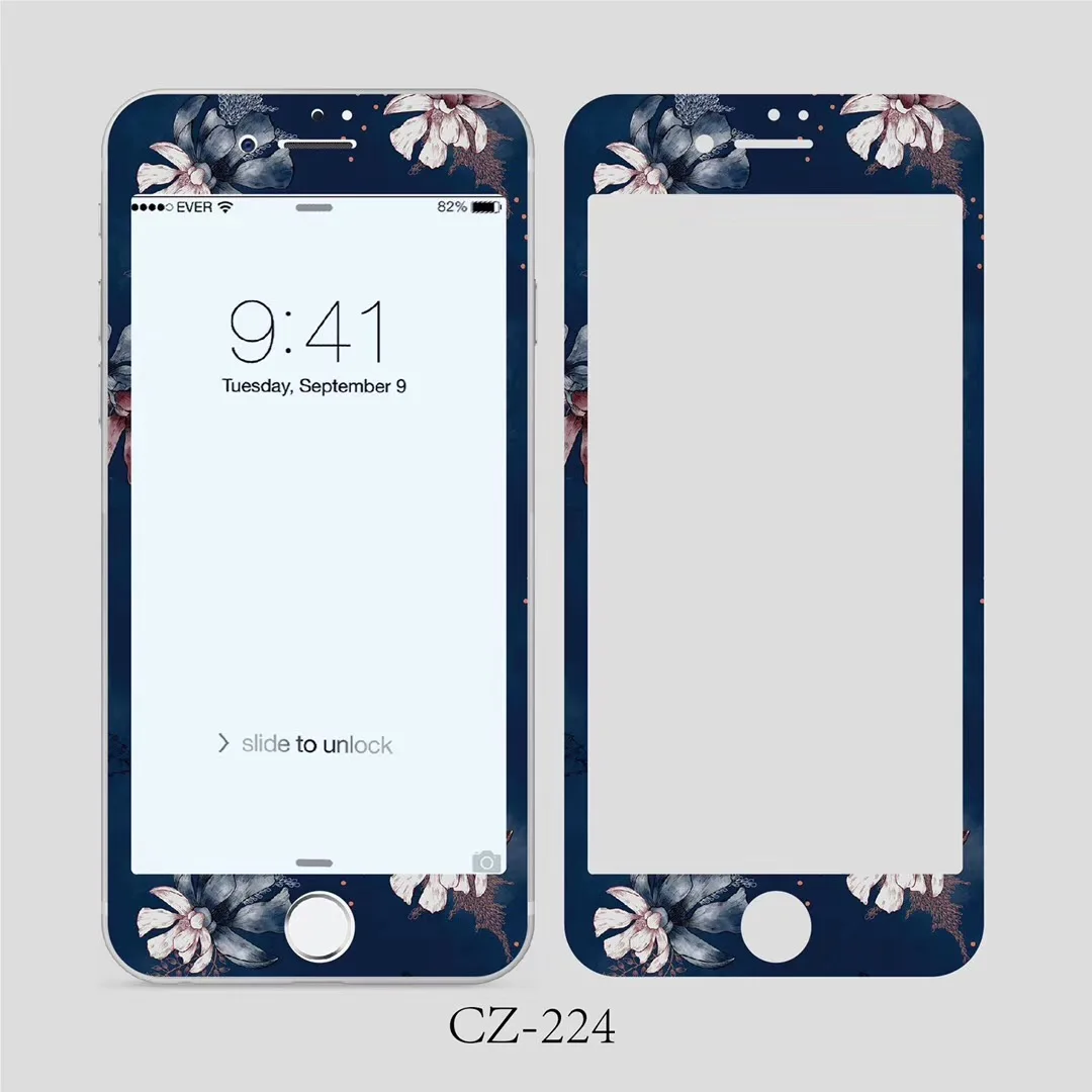 

Screen Protector Protective Front Film 3D Curved Edge Tempered Glass for iPhone 6 6s 7 8 Plus Fashion Flowers Pattern