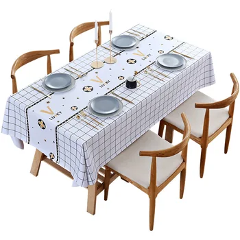 

Tablecloth Waterproof Heat Resistant Oil-Proof Wash-Free Rectangular PVC Tea Table Cloth Dining Table Cushion Desk