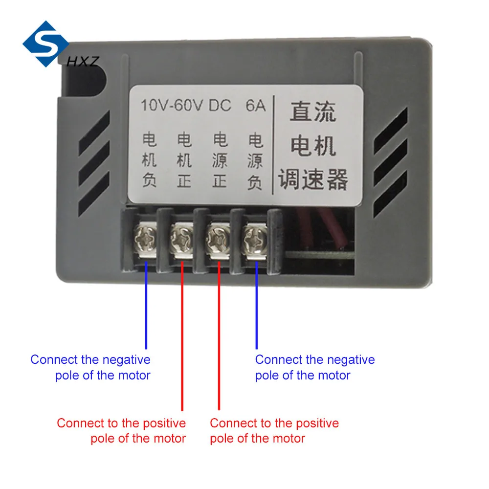 DC 모터 속도 제어기, 정확한 안정적인 12V 24V 36V 48V 60V 6A PWM 브러시드 CW CCW 가역 스위치 모터 속도 조절기