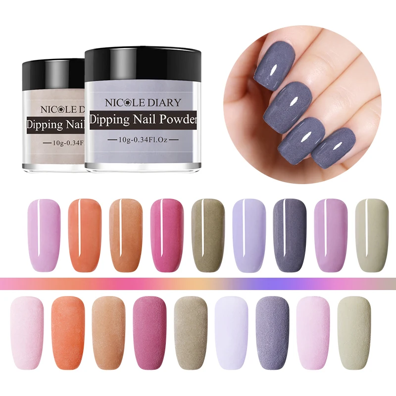 

NICOLE DIARY 10g Dipping Nails System Powder Bright Matte Effect Pink Purple Natural Dry Nail Art Dust Pigment Manicure Powder