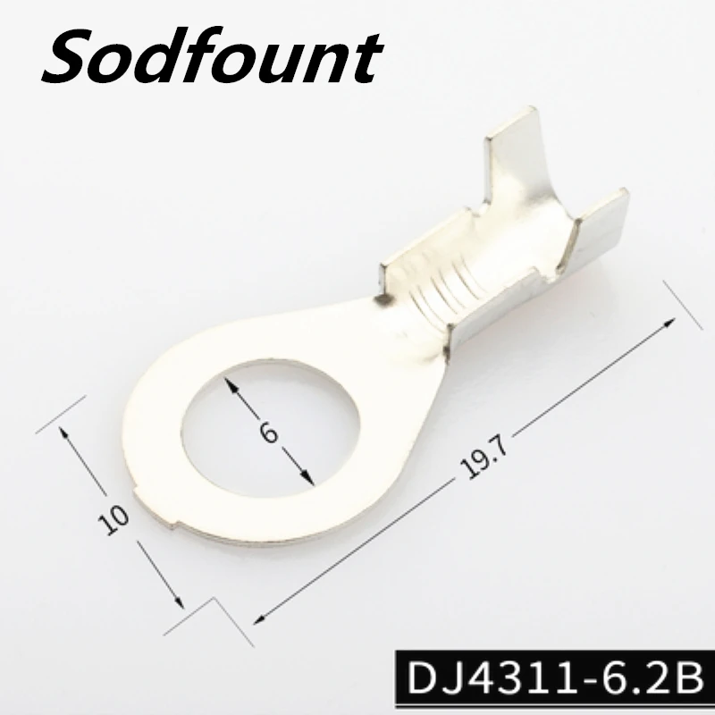 

100PCS DJ4311-6.2B 6.2mm round lug ring grounding ring terminal thickness 0.4mm inner diameter 6MM