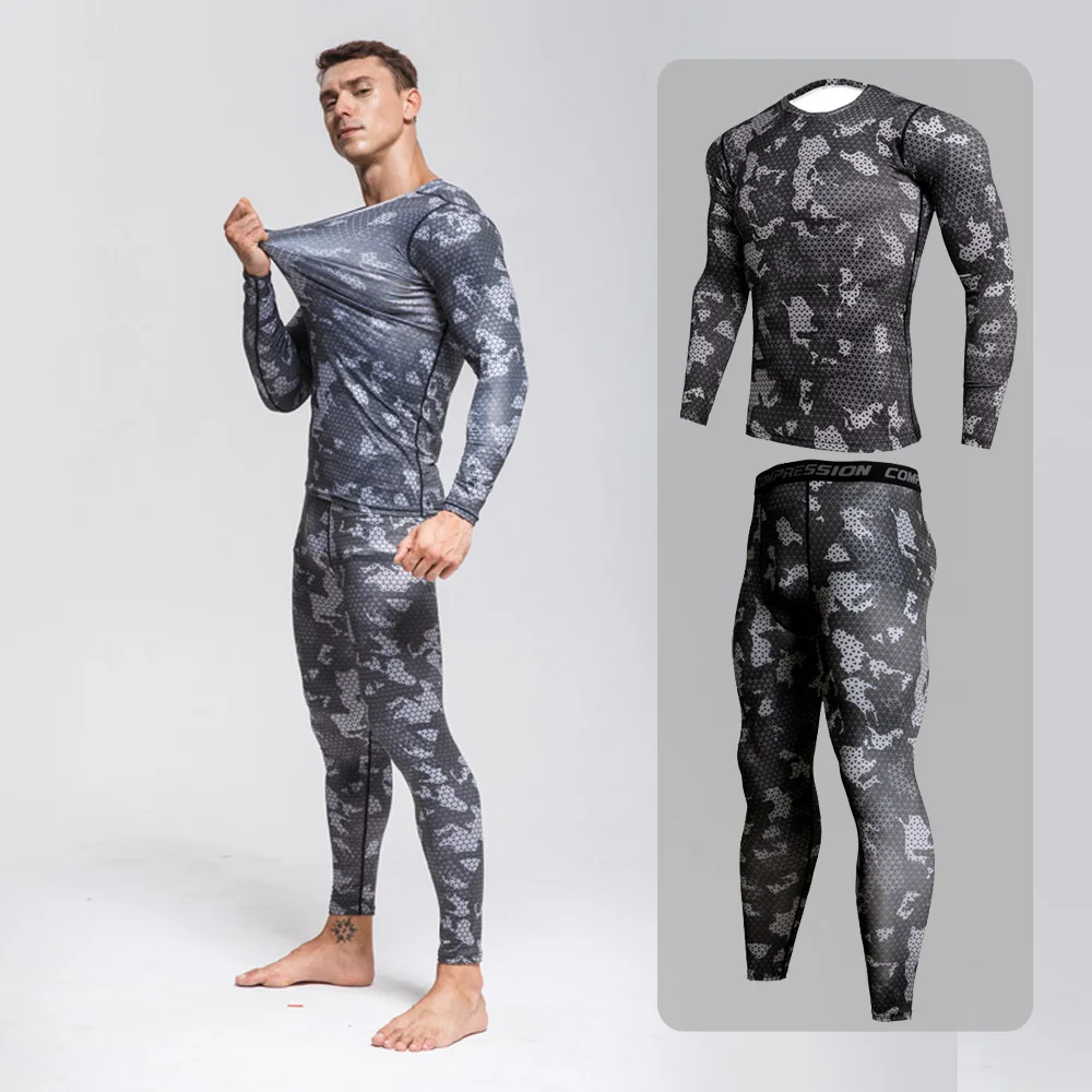 

3-piece sets Compression Suits Men's Quick Dry set Clothes Sport Running MMA jogging Gym work out Fitness Tracksuit clothing