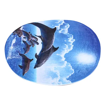 

Hot Dolphins Jumping Shower Curtains Bathroom Waterproof Polyester Bath Pad Pedestal Rug Lid Toilet Cover Ocean Print Art Decor