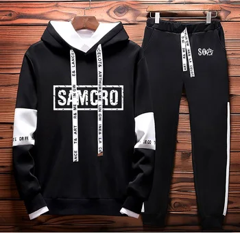 

SOA Sons of anarchy the child SAMCRO Printed Fashion Hoodies Men Sweatshirt Hip Hop Mens Hoodies Pants Suit 2Pcs sportwear