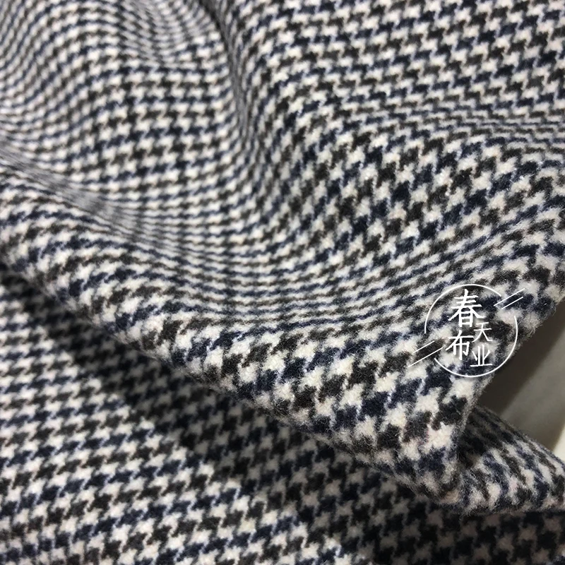 80% шерсть твидовая ткань черно-белая и желтая три цвета плетеная гусиная лапка 5" Ширина по метру