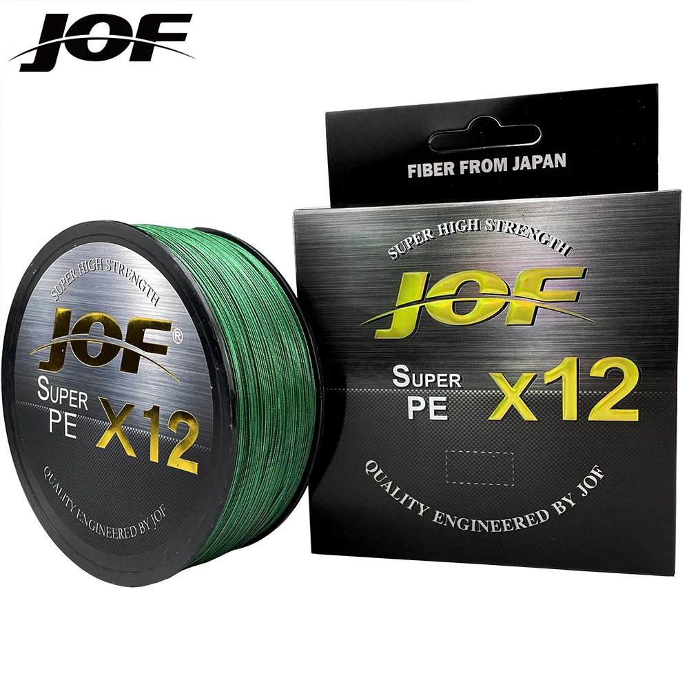 JOF 12 Strands Braid PE Fishing Line 300M 500M 100M Strong Abrasion Resistance Multifilament Fishing Line 5