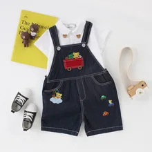 «Микки Маус» для маленьких мальчиков, летняя одежда для детей; брюки с подтяжками High-End настраиваемые мультфильм Повседневное хлопок детские Для мужчин's детская чулок Брюки