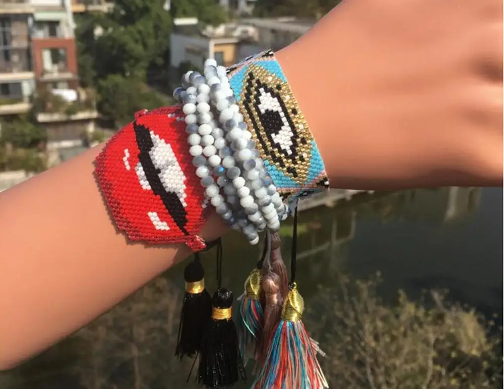 SANDEI charm Evil ожерелье с глазом модные ювелирные изделия сексуальные губы бисером