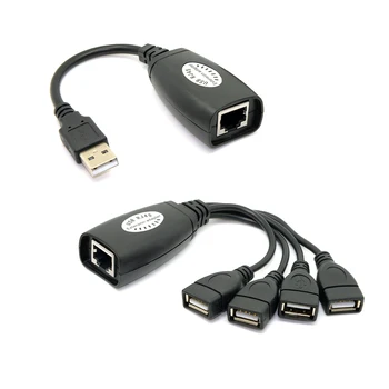 

USB Keyboard Mouse Over RJ45 CAT5E CAT6 Cable Extension Extender 4 Ports Hub Cable Adapter