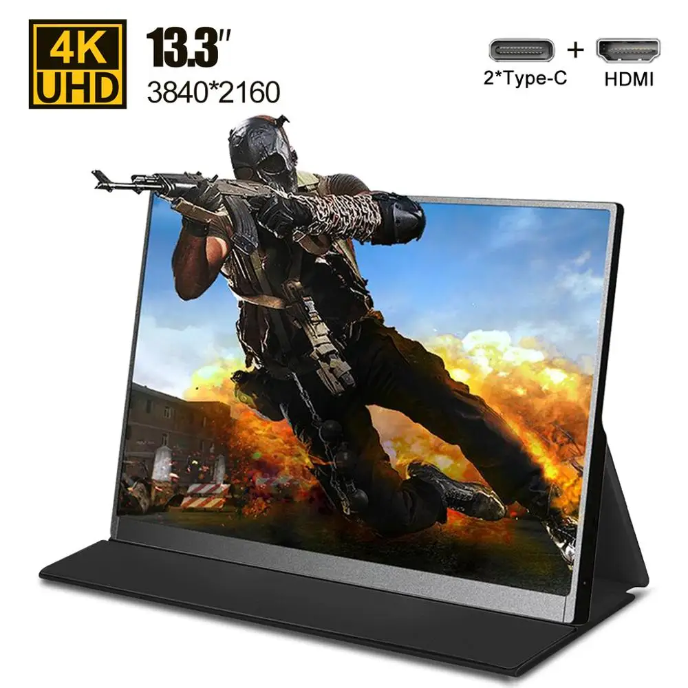 Ультратонкий портативный монитор 13 3 дюйма 4K Type C для телефона ноутбука PS4